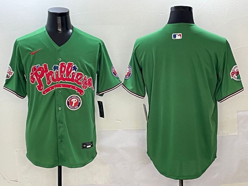 Men Philadelphia Phillies Blank Green Four generations joint name 2025 Nike MLB Jersey style 3